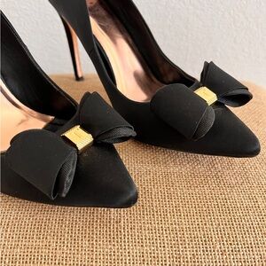 Last Price 📍Ted Baker Skalett Pump. Black pointy satin heel.